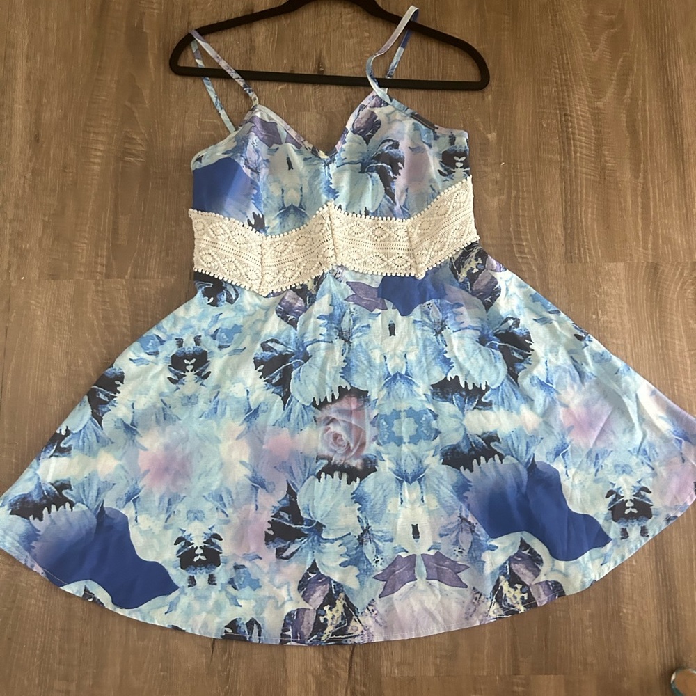 Blue flower skater dress